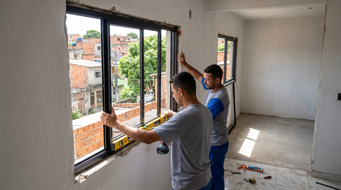 Esquadria de alumínio em obra em Londrina-PR